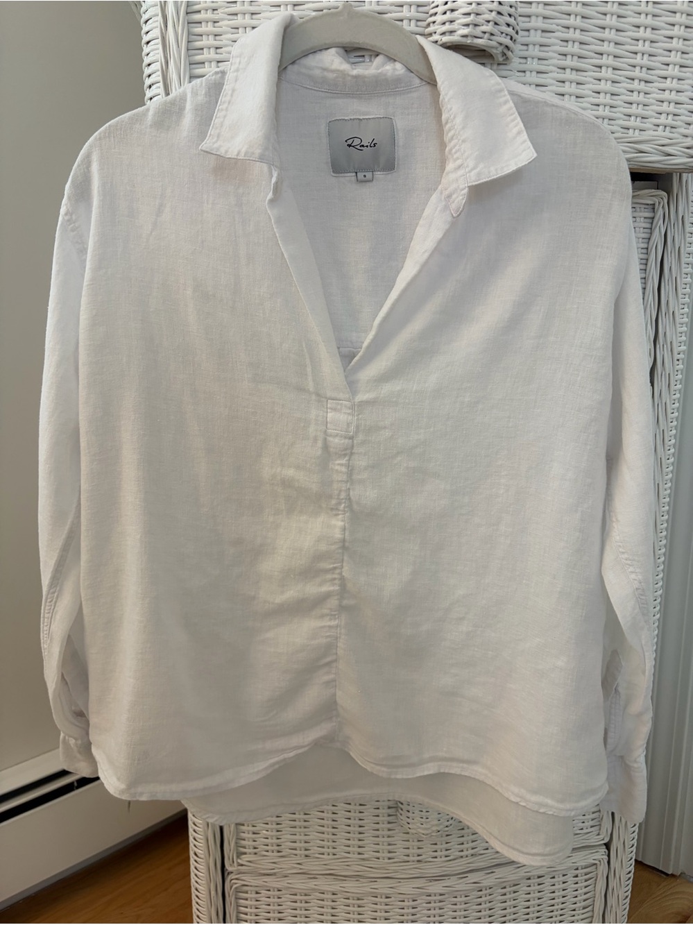 EUC Rails White Linen Top-Size Small